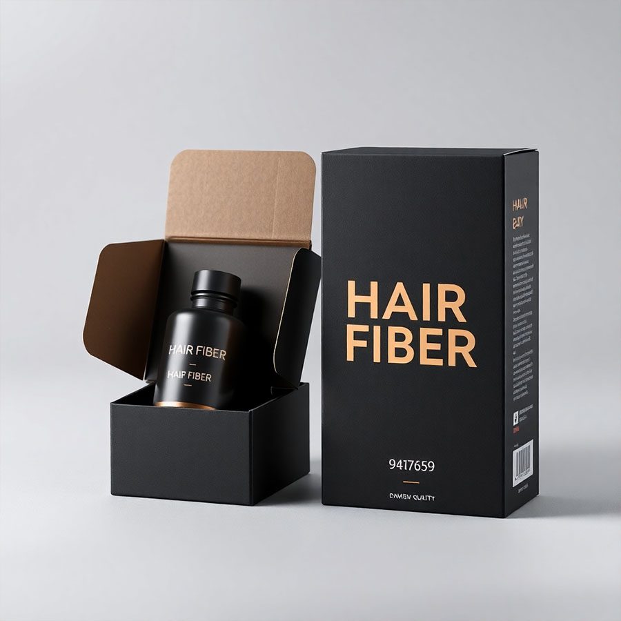 Hair Fiber box packaging with matte finish