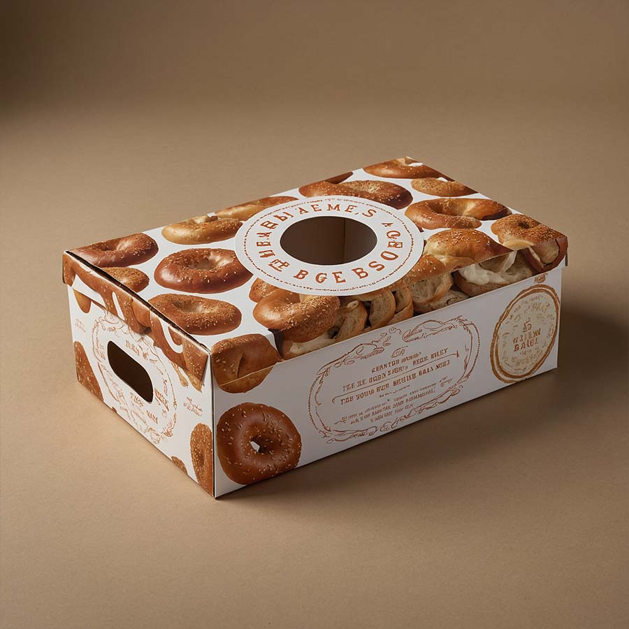 Eco-friendly bagel packaging with a window display