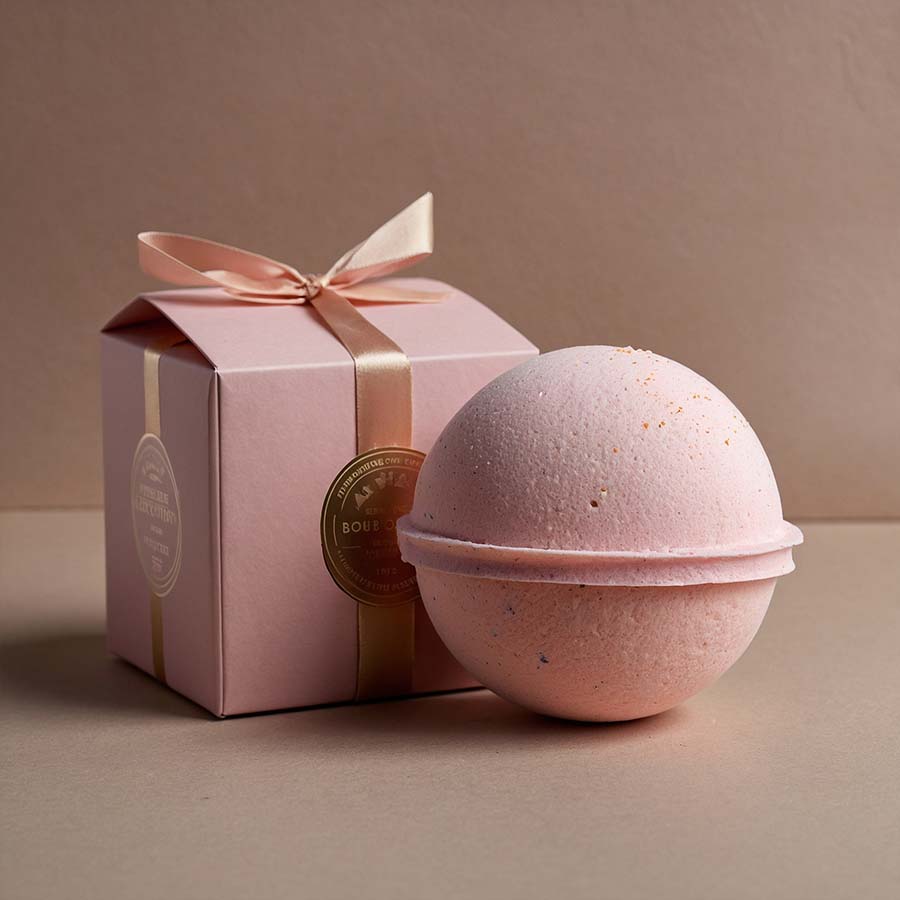 Custom bath bomb packaging with vibrant design