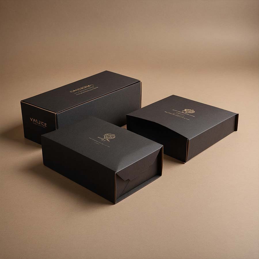 Custom black mailer boxes with logo printing