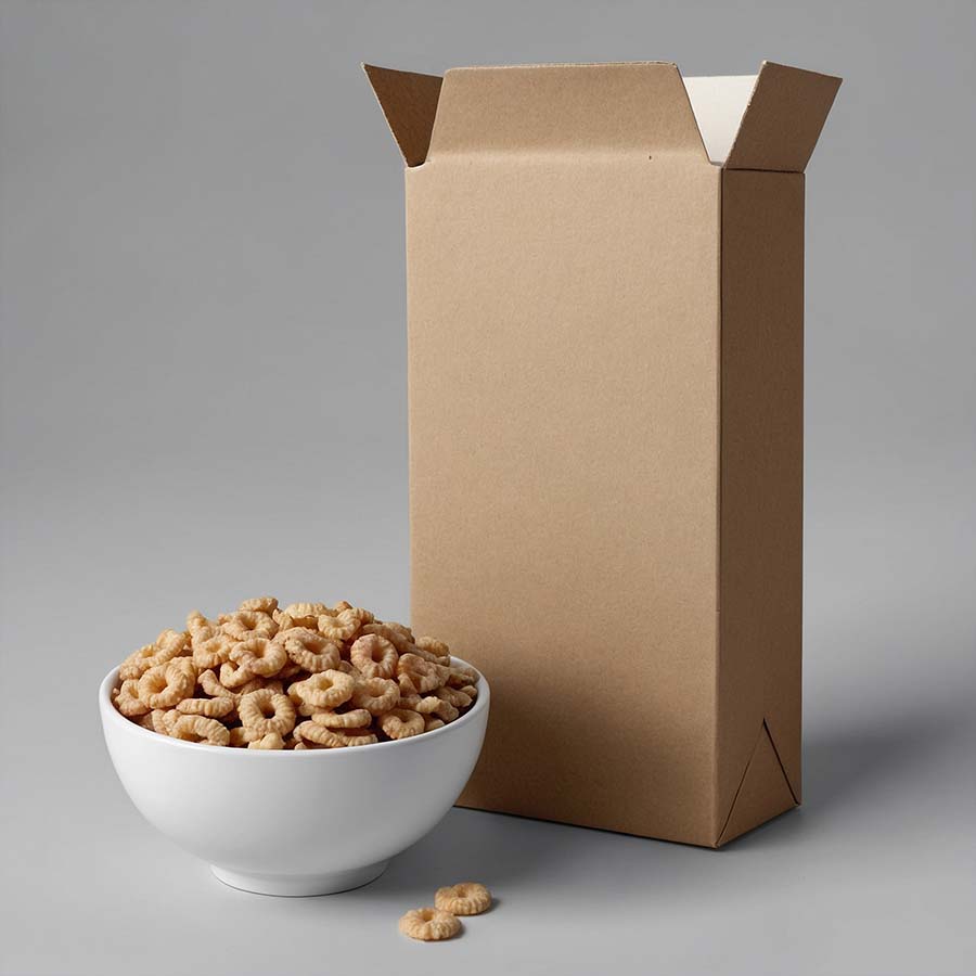 Unprinted blank cereal box for branding and packaging