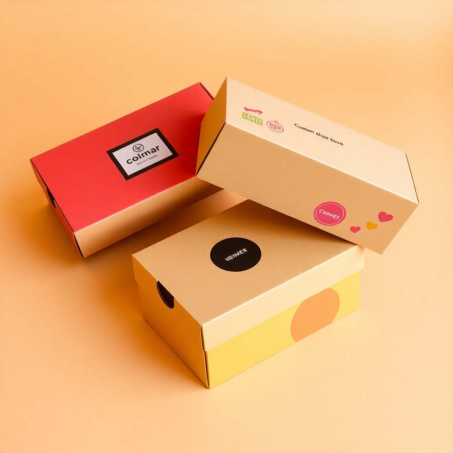 Custom-printed cardboard shoe boxes for retail brands