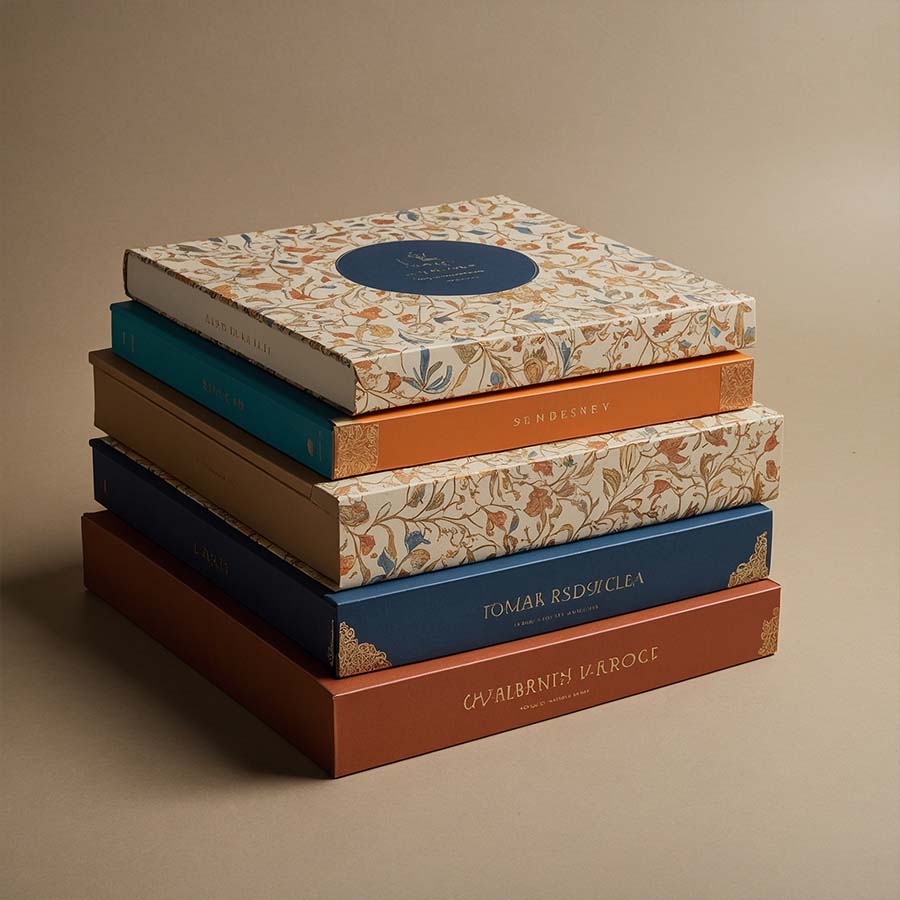 Elegant book gift boxes with logo branding