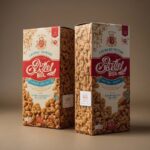 Custom cereal box with vibrant branding and logo