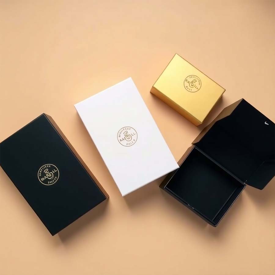 Custom-designed rigid boxes with embossed logo
