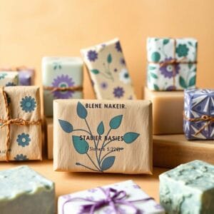 Elegant soap wrapping paper with floral design