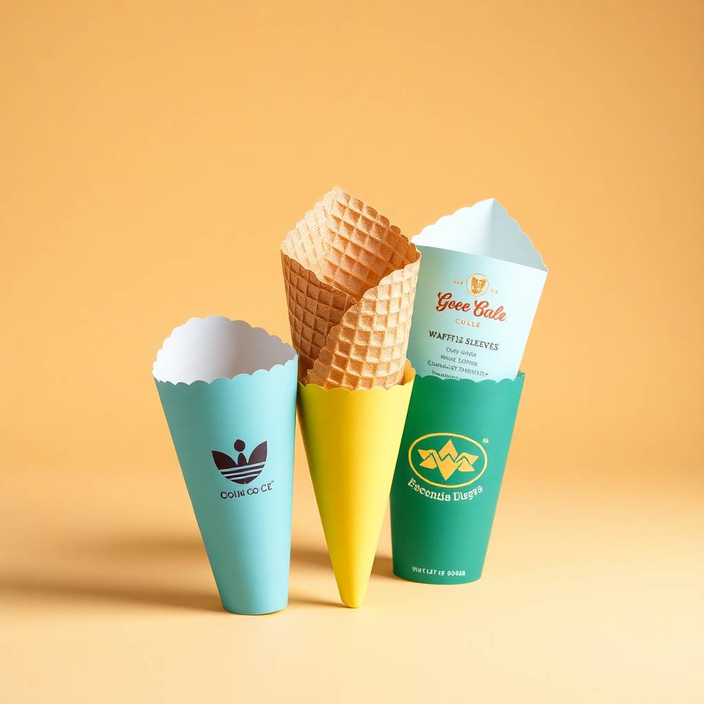 Custom Printed Waffle Cone Sleeves at Wholesale with Logo