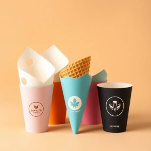 Custom Printed Waffle Cone Sleeves at Wholesale with Logo