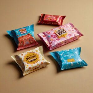 Colorful candy packaging with custom branding