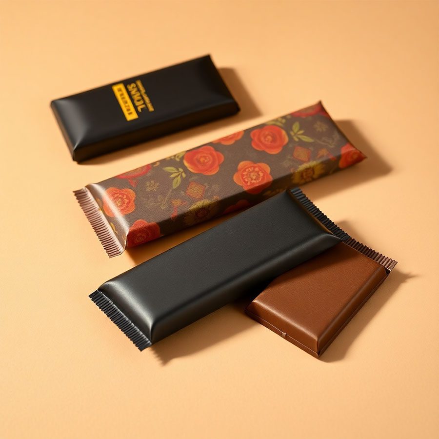 Elegant chocolate bar packaging with custom branding