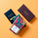 Premium chocolate bar packaging with gold foil stamping