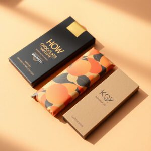 Minimalist chocolate bar packaging with matte finish