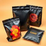 Glossy custom printed Mylar bags with vibrant branding