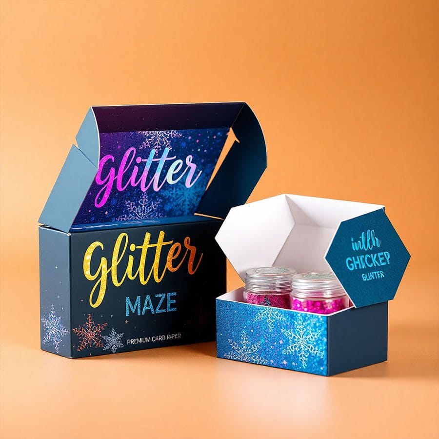 Sparkly glitter packaging box for makeup