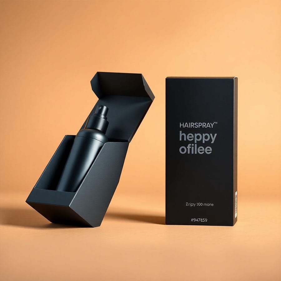 Printed hairspray packaging in glossy finish