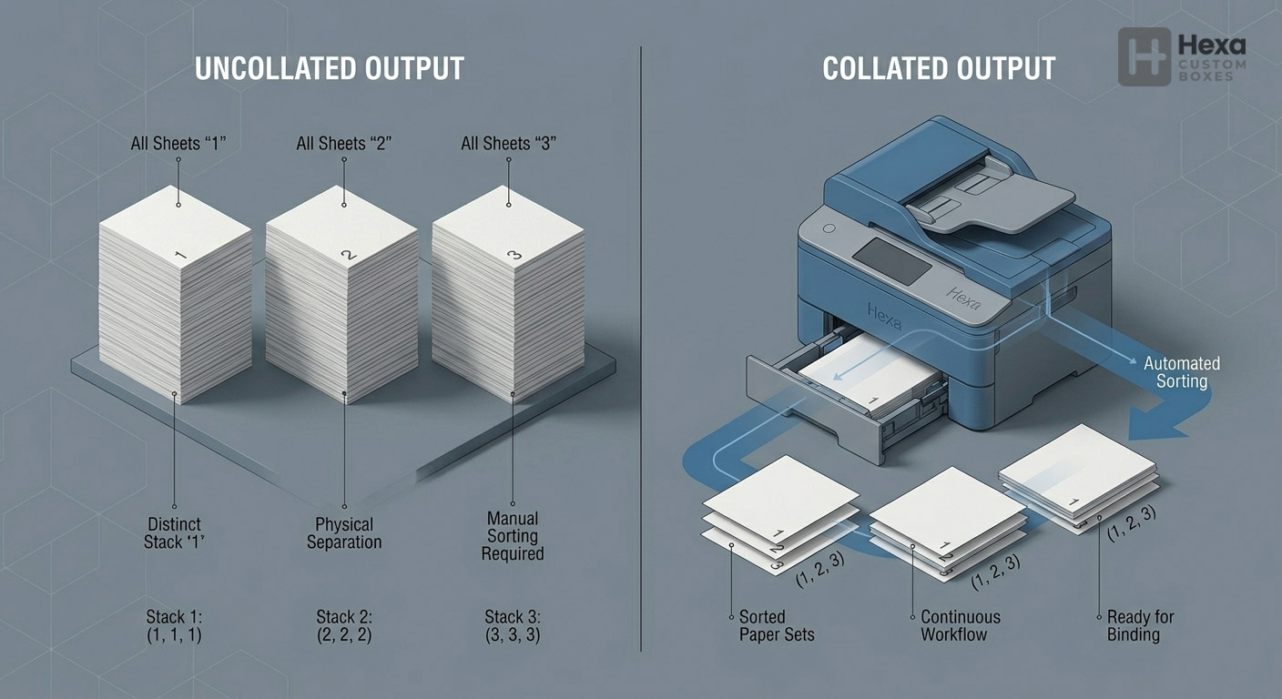 Collate Printing: Master Guide to Packaging Efficiency 2 Comparing Output (The 1-2-3 Method)