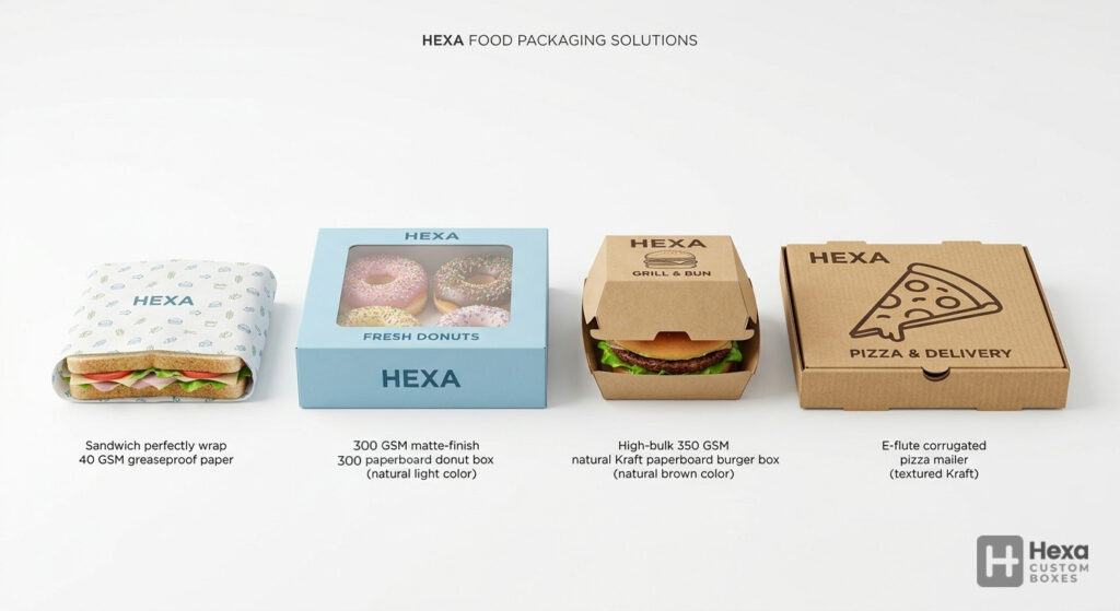 GSM Paper Weight Explained: Guide for Your Food Business 7 This is the visual anchor for the table itself, showing a diversity of substrates in one "Hero Shot."