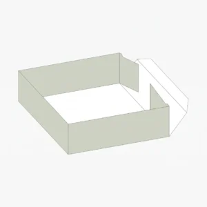 custom four corner tray with pre-glued corners open-top display packaging