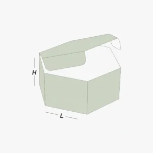 custom hexagon boxes in multiple styles including tuck-top window and 2-piece lid base