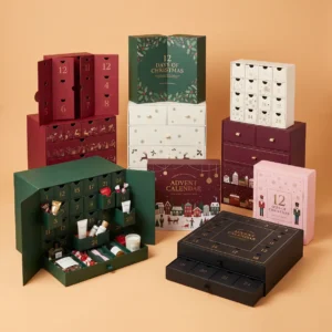 Home - Custom Printed Boxes 75 custom advent calendar cardboard boxes with numbered perforated doors and full color seasonal print