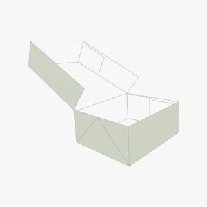 custom regular six corner boxes with pre-glued corner tabs assembled as retail counter tray