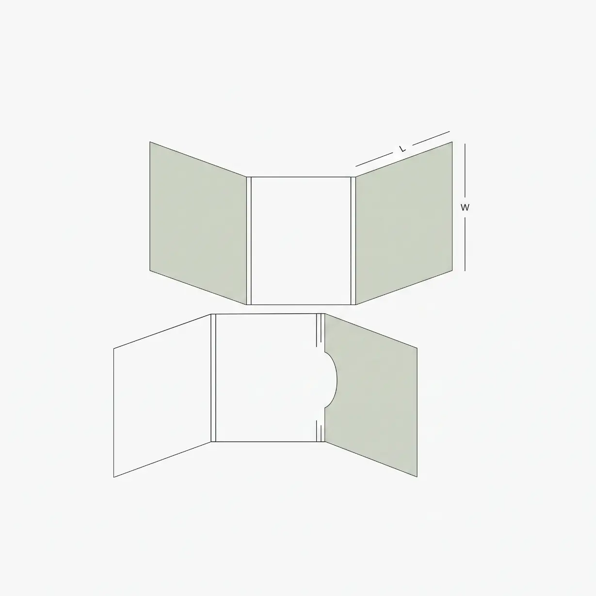 custom six panel CD jackets open showing gatefold reveal with two disc pockets and full inner panorama